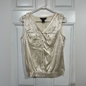 2/$40 White House Black Market Silk Ivory Sleeveless Top Size 4